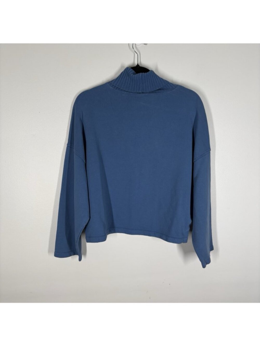 Something Navy Women XXS Blue Cotton Oversized Boxy Turtleneck Sweatshirt - Picture 8 of 8